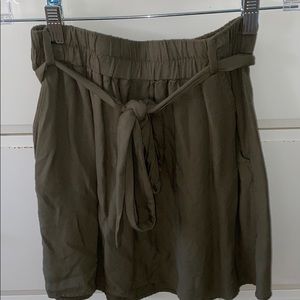 Drawstring Skirt with Tie and Pockets